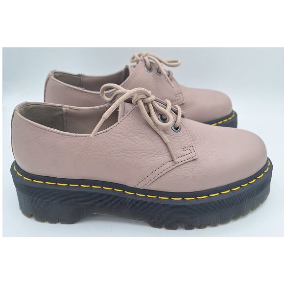 Dr Martens 31167 Quad II Taupe Leather Oxford Platform Shoes US Men 9 Women 10 - Picture 9 of 16